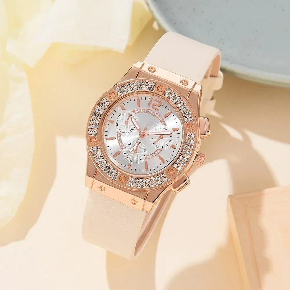 1pcs/set of versatile and fashionable PU strap watch, minimalist watch, women's trendy quartz watch Qme