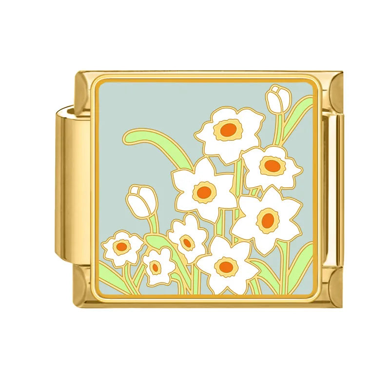 Gold Spring Summer Colorful Starfish Beach Sky Flowers Italian Charm