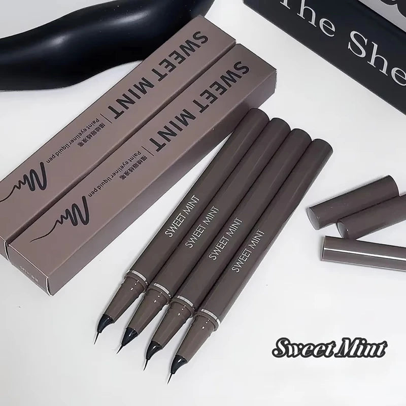 Ultra-fine Liquid Eyeliner Skinny Curved Brushwork Long lasting Waterproof Anti Shake Fast Drying Slim Enlarged Eyes Qme