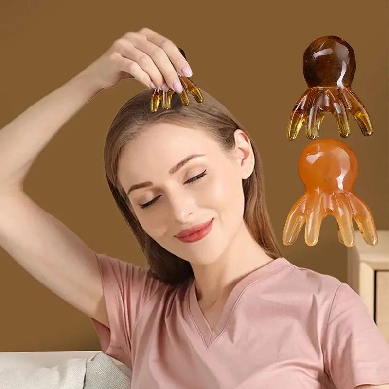 Spa Home Travel Use Ergonomic Octopus Head Resin Gua Sha Massager Qme