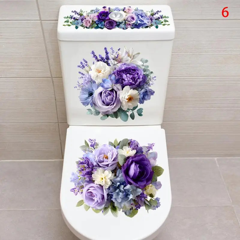 Waterproof Sticker Toilet Cover Bathroom Wall Flower Butterfly Qme 6