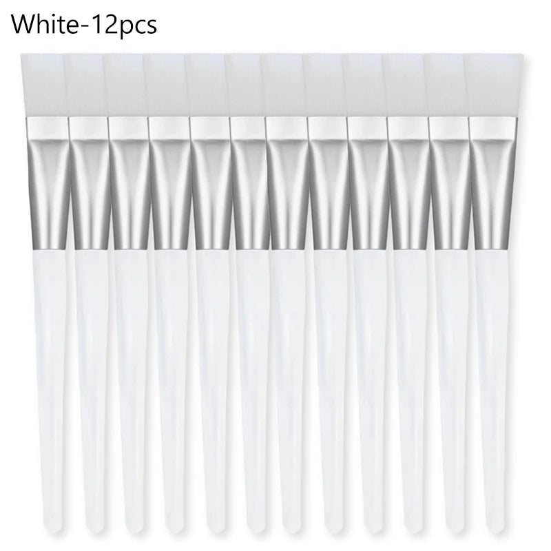 Facial Mask Brushes Soft bristle Transparent Crystal Rod Face Applicator Brush DIY Skincare Salon Spa Makeup Tools Qme 12pcs-White