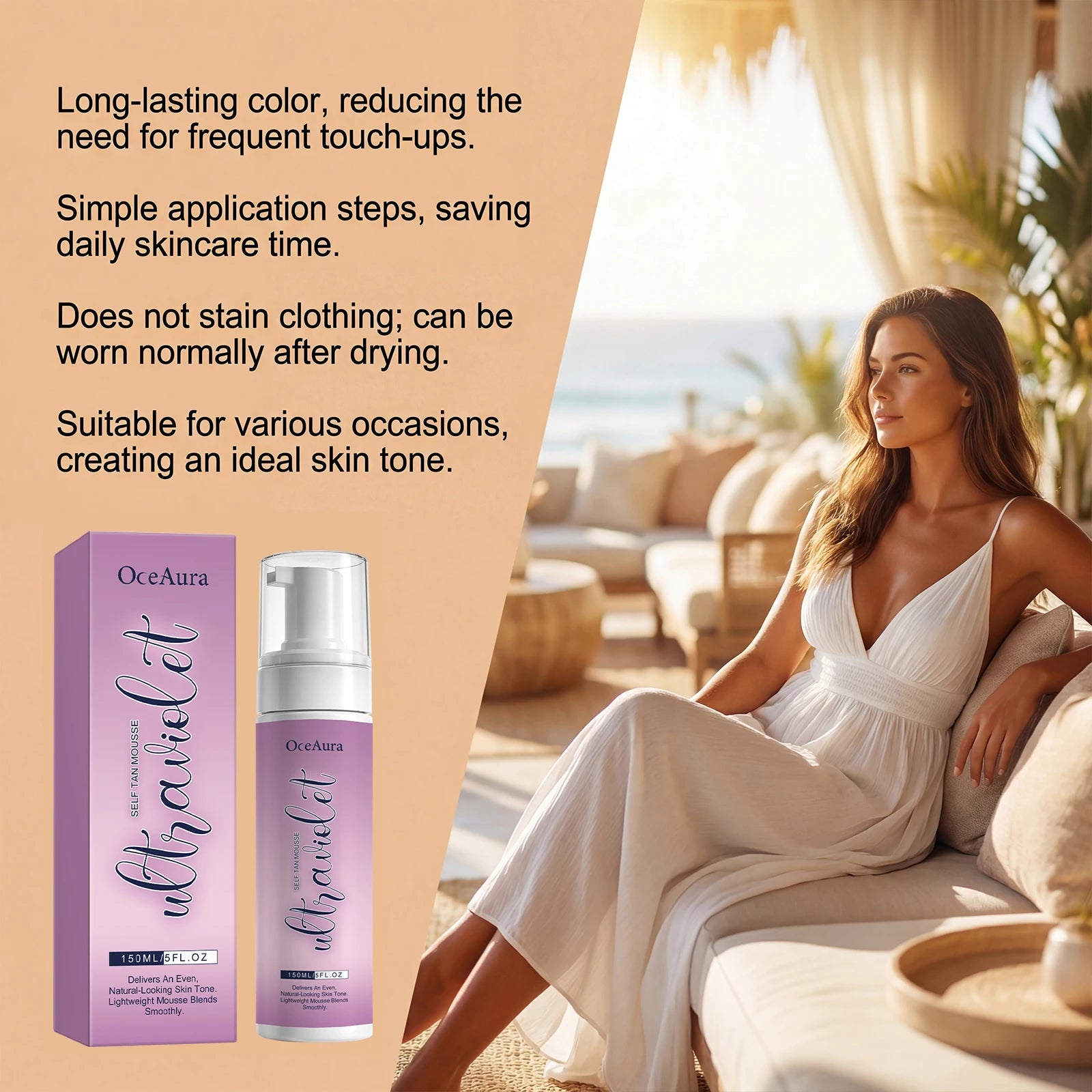 Self Tan Mousse Sunless Tanning Foam Natural Bronzing Sunless Tanner for Body Instant Glow Moisturizing Foam Help Darken Glowing Qme