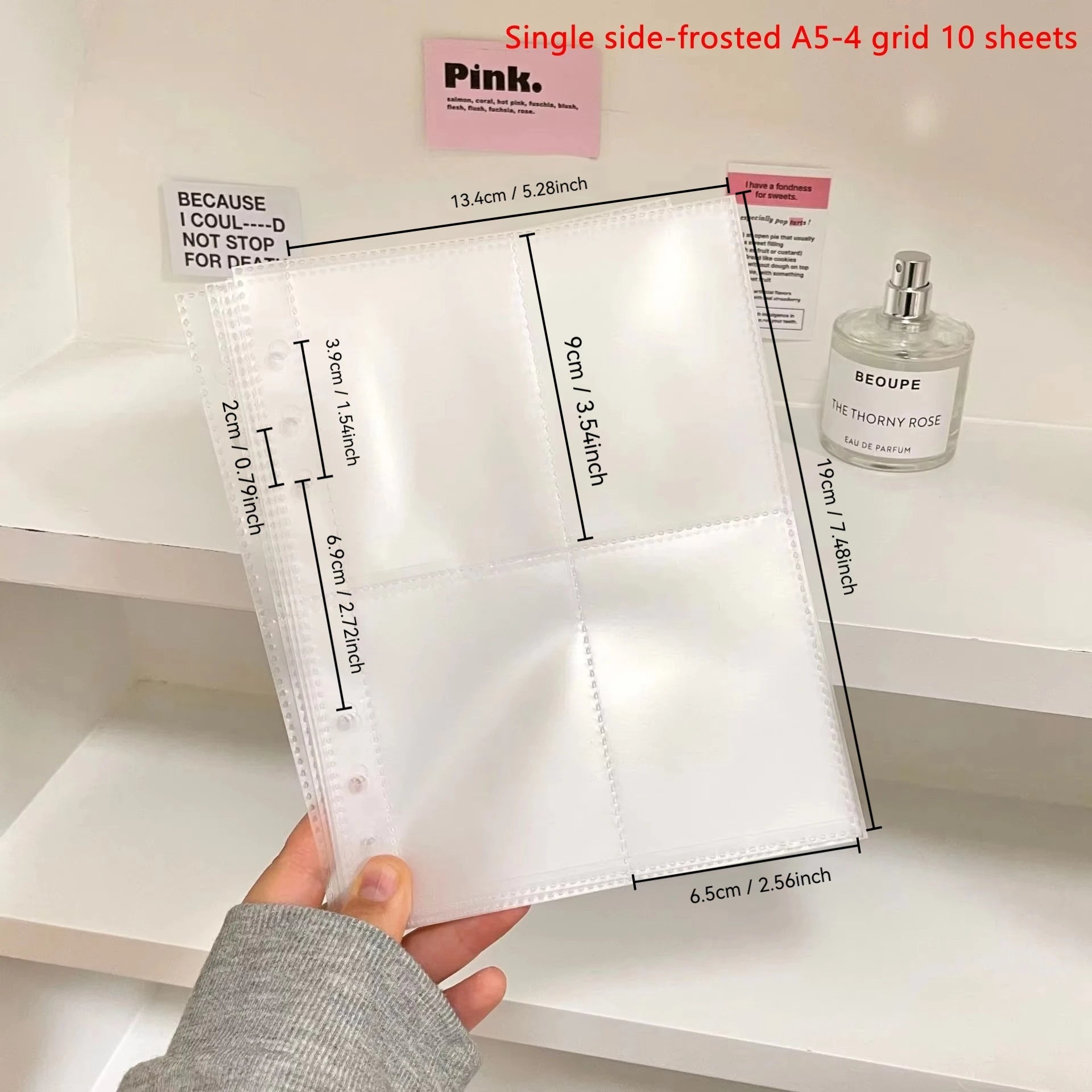 10Pcs/set Pockets Grids Photo Album A5 Inner Page Photocard Binder Photo Sleeve 6 Ring Refill Inner Page Photocard Kpop Qme Frosted A5-4 grid