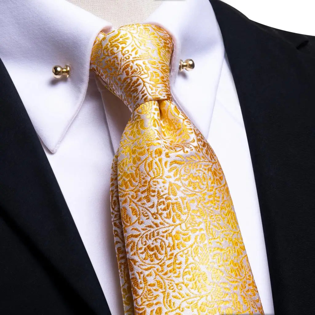 Hi-tie Luxury Teal Blue Wedding Necktie Men's Tie Glod Collar Pin Qme N-3164-CP-0001