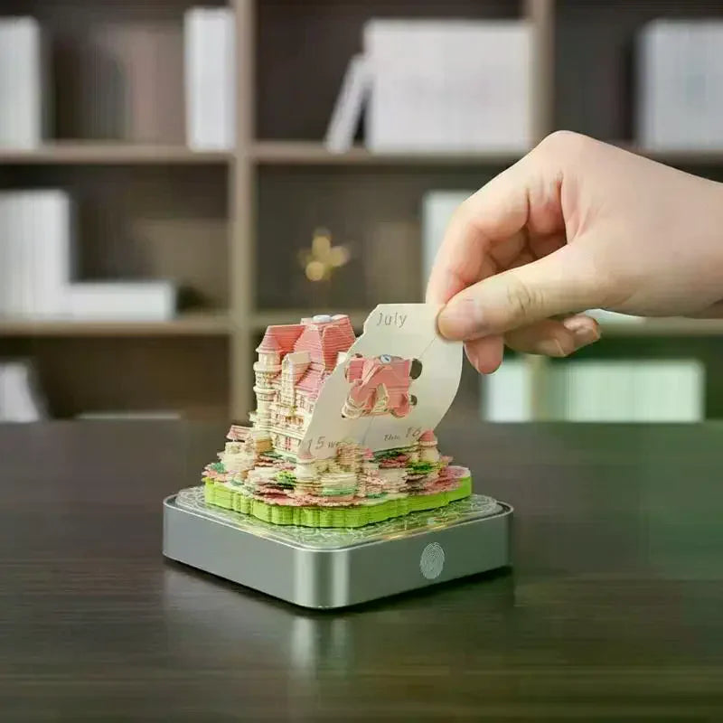 Time Calendar 2027 Desk LED Light 3D Tear-away Paper Carving Art Memo Qme