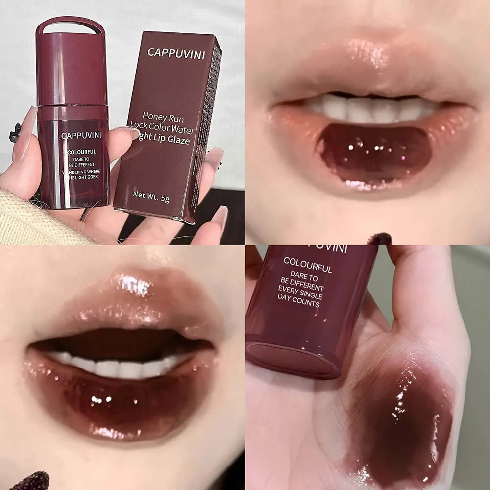 Water Light Grey Rose Lip Gloss Moisturizing Long Lasting Non-greasy Jelly Brown Mirror Lip Glaze Plumping Lip Tint Korea Makeup Qme 08
