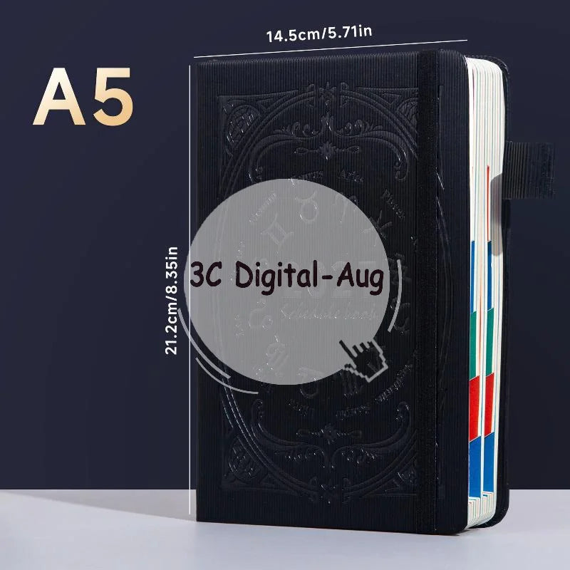 2027 Zodiac Embossed Daily Planner Notebook Elastic Strap Pen Loop Qme