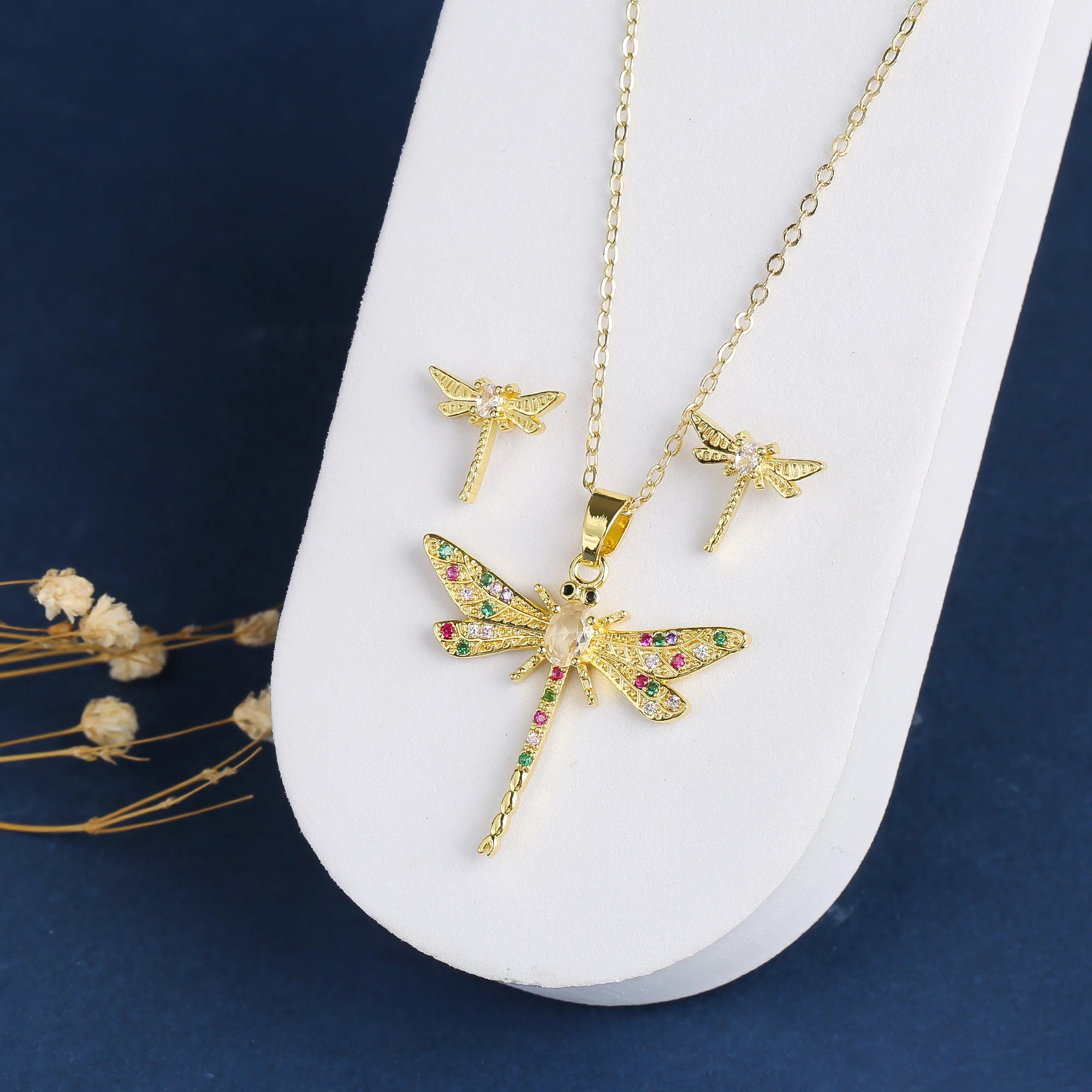 5 Style New Design Animals Dragonfly Turtle Zirconia Jewelry Set Necklace Earrings for Woman Daily Party Jewelry Accessories Qme 4