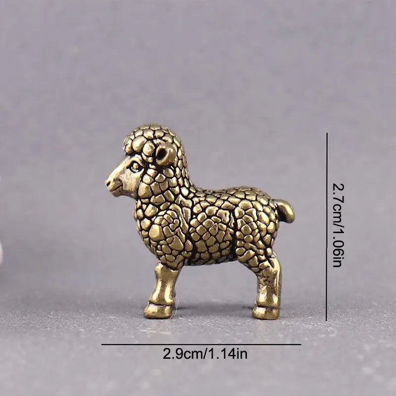 Chinese Zodiac Goat Lucky Statue Hand Polished Brass Sheep Figurine Qme