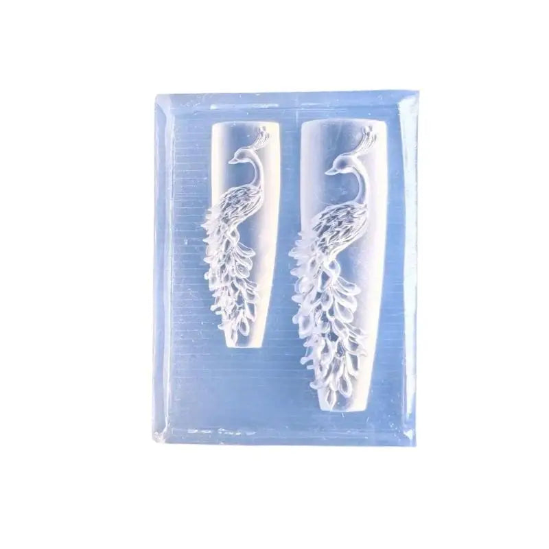 3D DIY Nail Art Decoration Peacock Silicone Mold Transparent Manicure Qme
