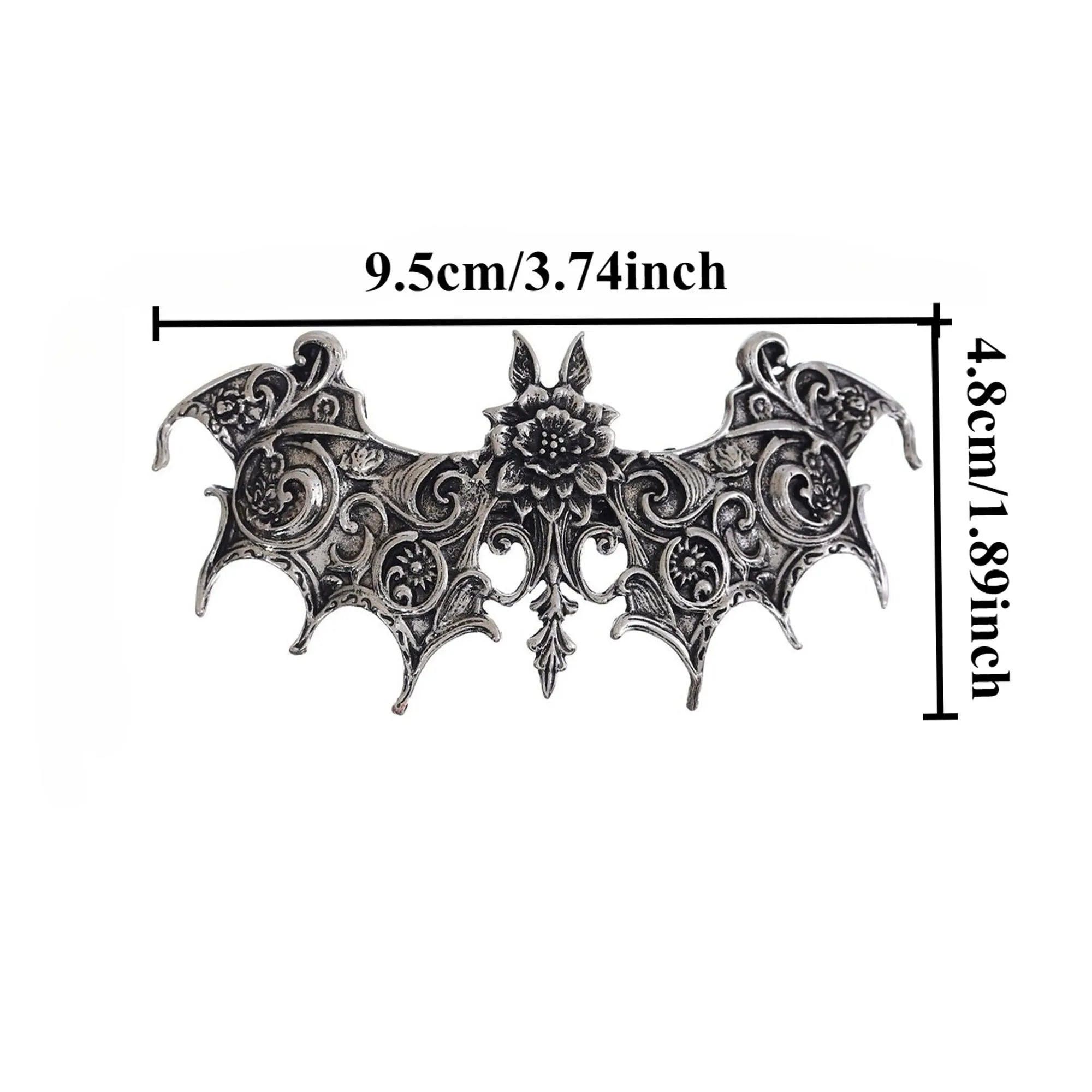 Viking Vintage Floral Bat Hair Clip for Women, Updo Gothic Fashion Trend, Nordic Norwegian Style Party Accessory Qme