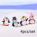4pcs/set DIY Crafts Mini Winter Penguin Miniature Figurine Christmas Figures For Fairy Garden Gnomes Moss Terrariums Decoration Qme Default Title