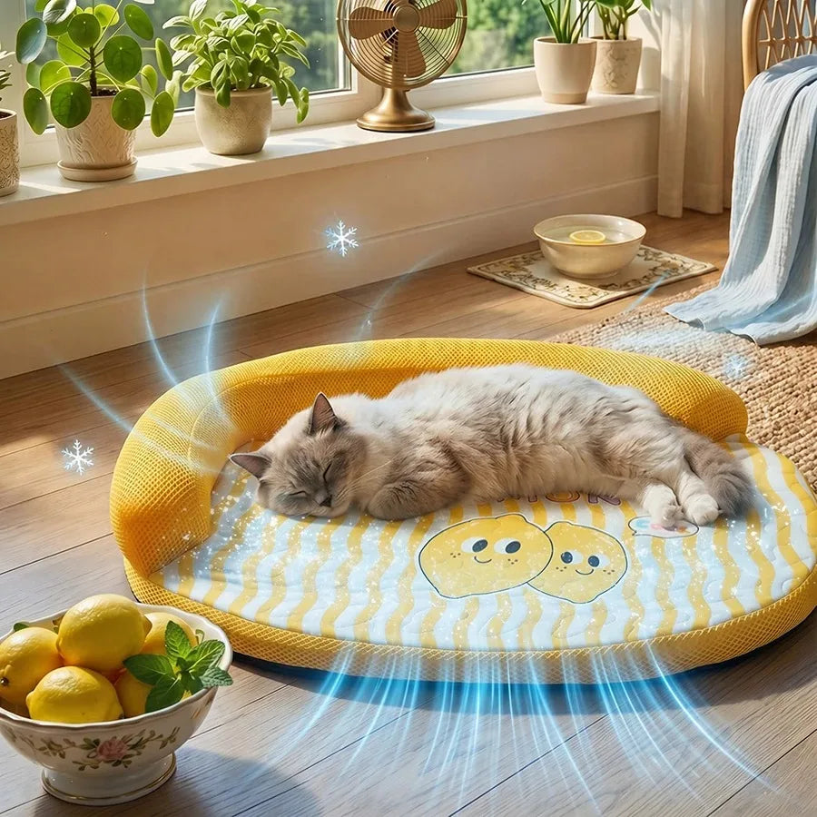 A 1Piece Pet Cooling Sofa Bed For Spring Summer, Breathable Removable Washable Bed Mat For Small Medium Dogs And Cats Rest Qme