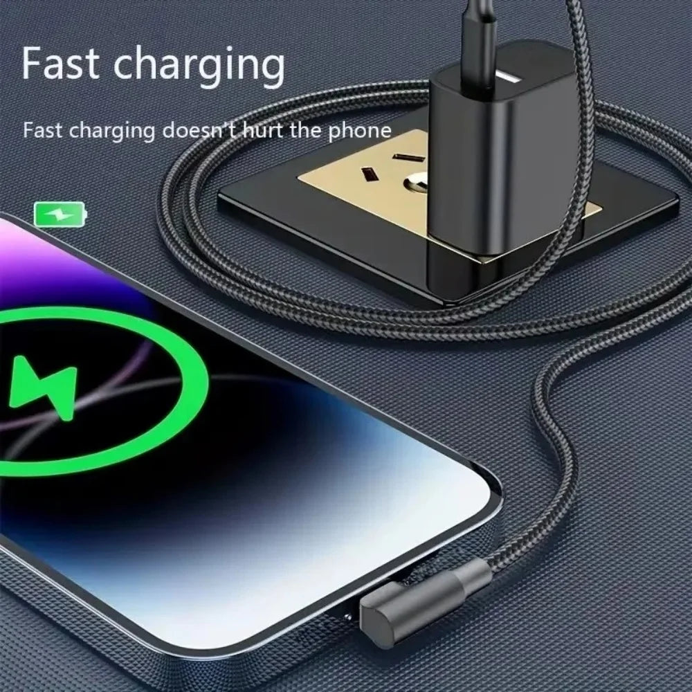 60W 90 Degree Elbow USB C Type C Fast Charging Cable for iPhone 17 16 15 Pro Max Samsung S25 S24 Xiaomi Redmi POCO OnePlus Oppo Qme