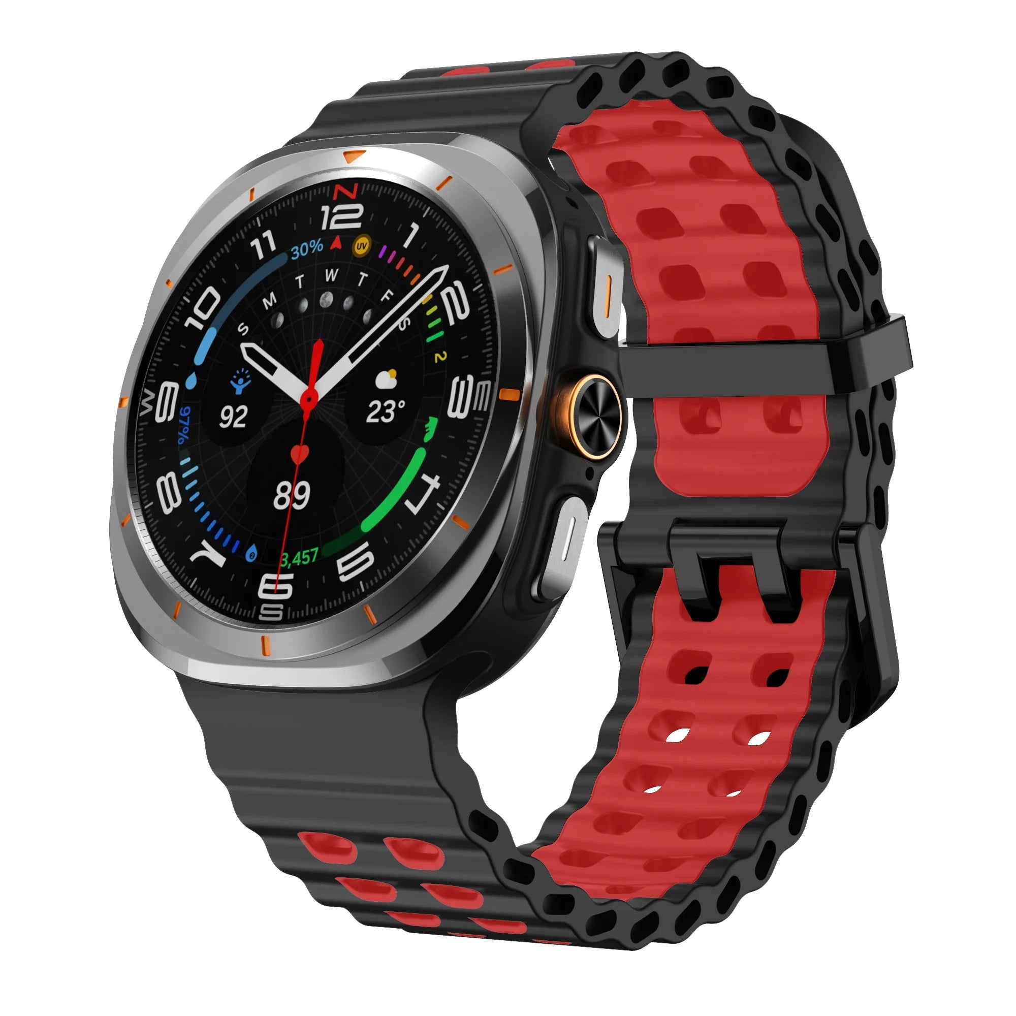 Two-Tone Sports Silicone Strap For Samsung Galaxy Watch Ultra Marine Band Bracelet For GalaxyWatch Ultra 47mm Watchband Qme Black RedB Galaxy Watch Ultra