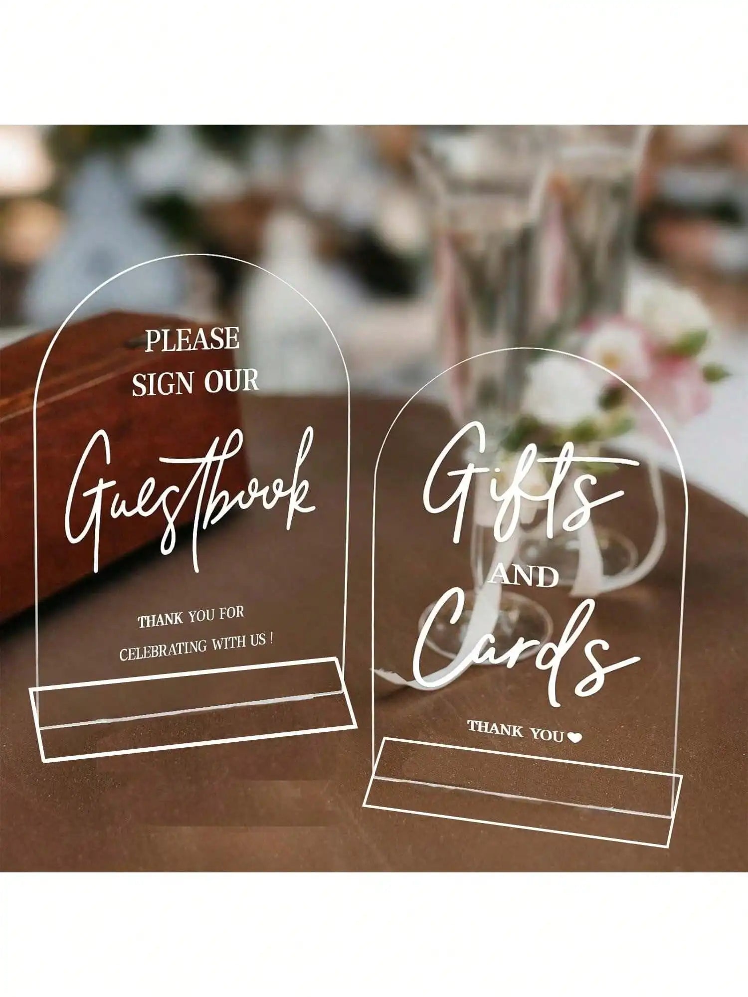 Clear Acrylic Wedding Signs Ceremony Reception 5x7 Inch Modern Guest Qme transparent 2pcs