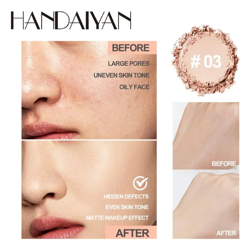 Face Setting Powder Cushion Long Lasting Oil-Control Pressed Foundations 8 Colors Matte Finish Concealer Makeup Pressed Powder Qme