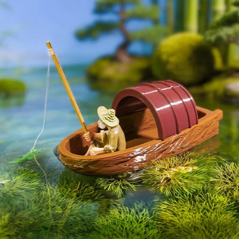 Mini Boat Model Aquarium Accessories Fish Tank Pond Landscaping Qme