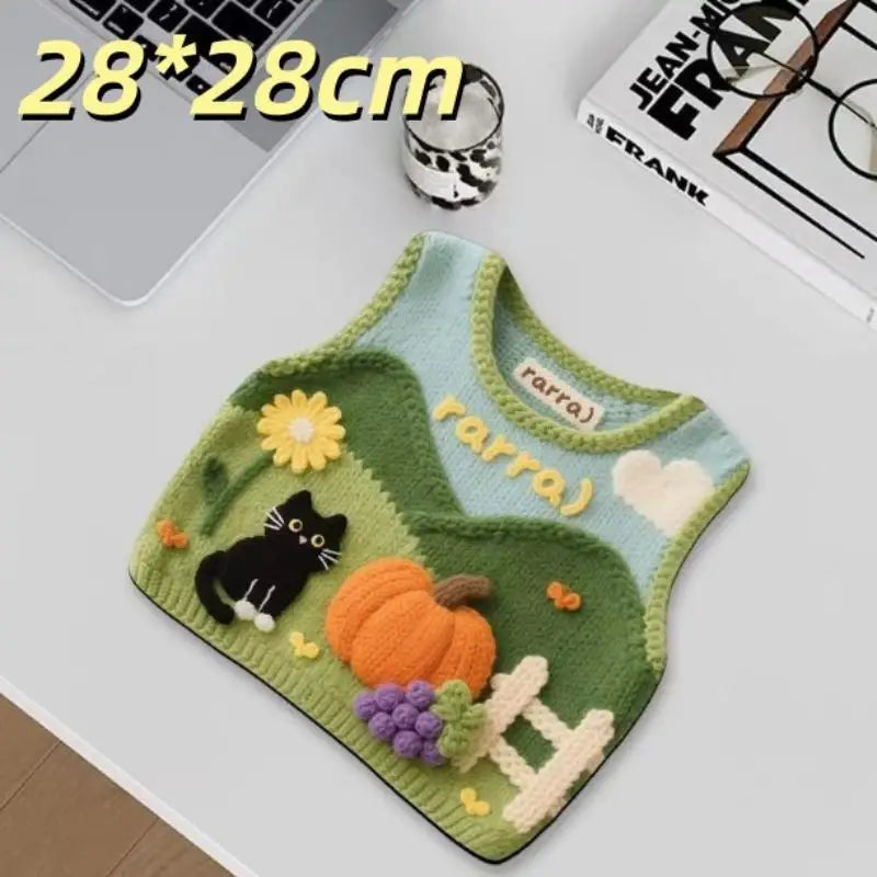 Desk Anti-slip Sweater Mouse Mat Simulated Printing Knitted Pad Cute Qme A10