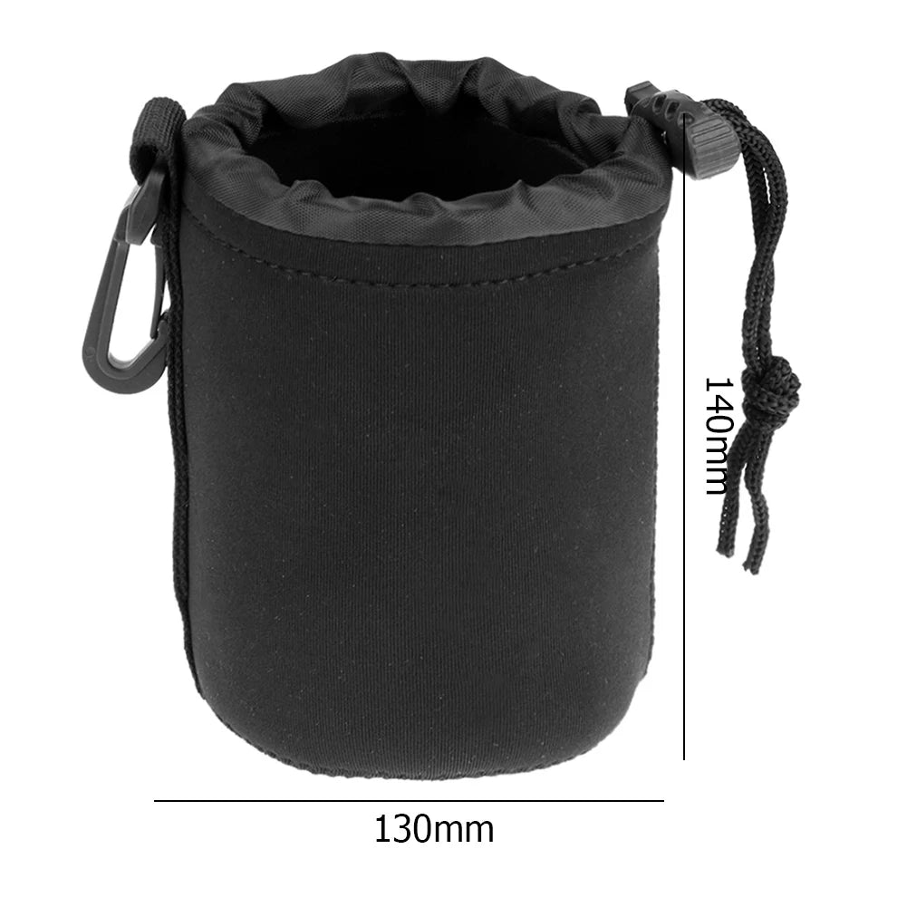 Camera Lens Case Water Resistant Lens Pouch for Digital SLR Camera Lens Bag Drawstring Protector Case Qme M Black