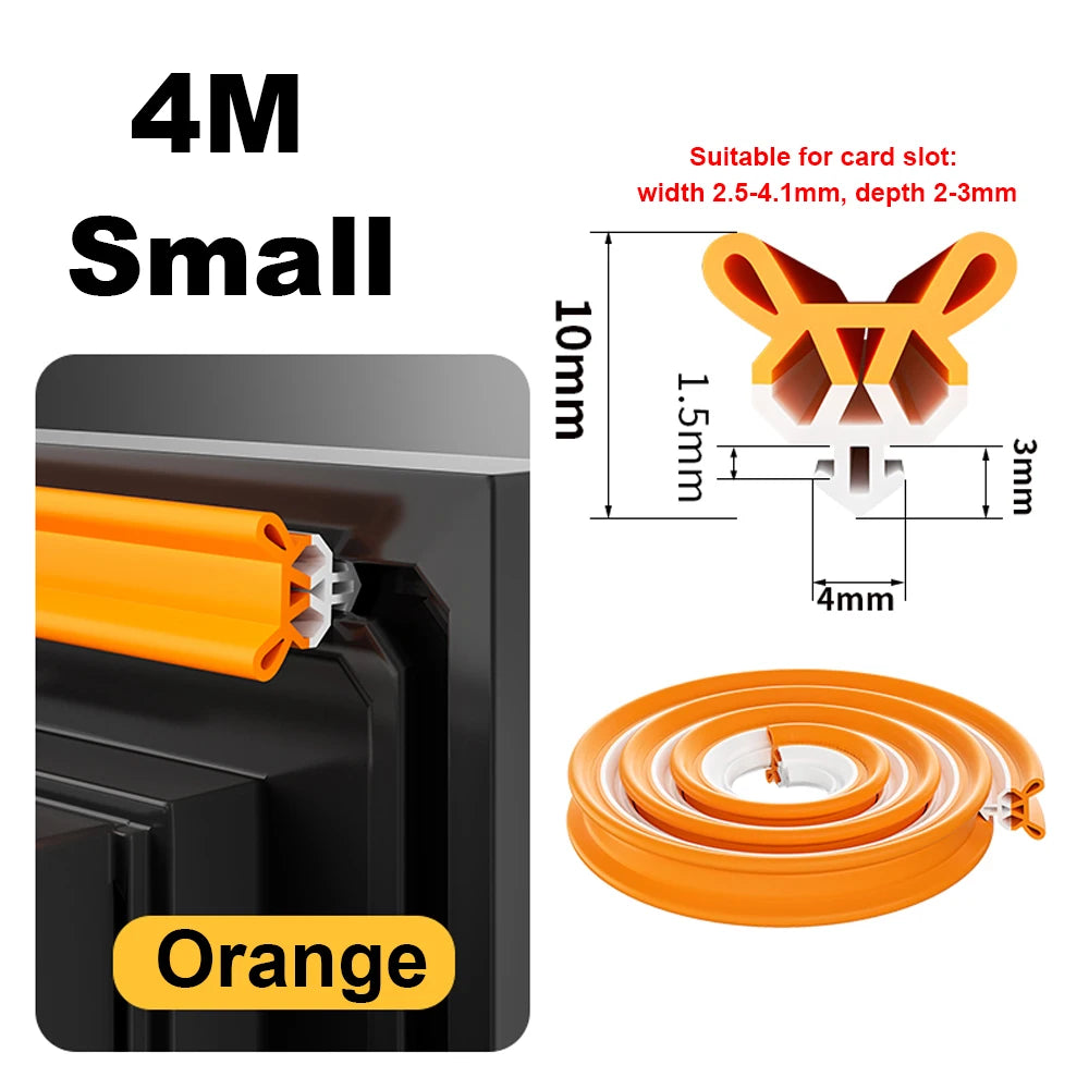 1-4Pcs Window Sealing Strip 4M/Roll Soft TPE Draft Stopper Card Slot Multi-layer Seal Plastic Steel Window Weatherstripping Qme Small Orange 2pcs