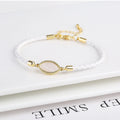 3 Color Geometric Accessories Leather Rope Braided Shell Adjustable Bracelet Simple for Woman Girl Party Jewelry Couple Gift Qme White
