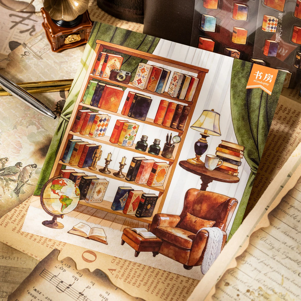 Vintage British Store Scene Sticker Book, Multi-subject 3D Scene Building Sticker Book, Journal Collage & Decorative Paper Qme