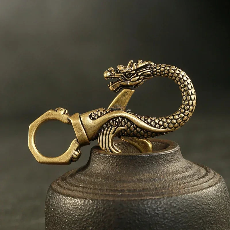 Vintage Copper Dragon Figurines Small Ornaments Retro Brass Animal Qme