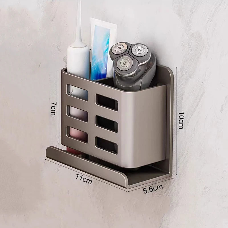 Bathroom Shelves Multifunctional Washbasin Storage Tube Toothbrush Razor Storage Rack Wall-mounted Bathroom Supplies Qme Gray S