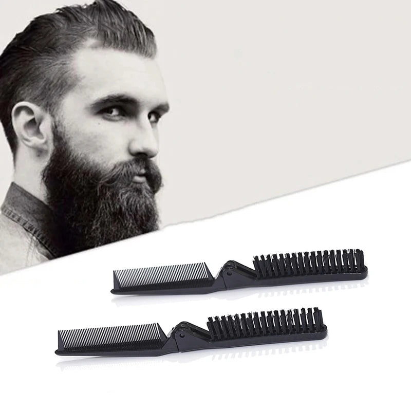 Portable Soft Boar Bristle Hair Comb Travel Beard Brush Foldable Qme