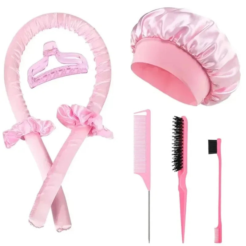 3 5 No-heat Curling Iron Satin Sleep Cap Hair Clips Comb Tie Women's Qme