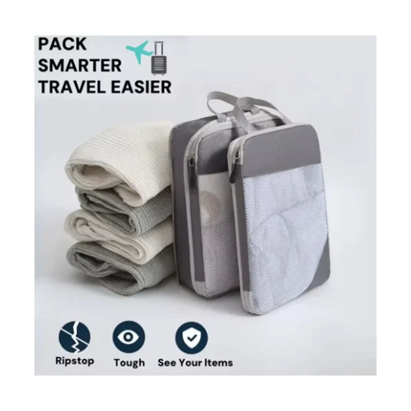 3pcs Travel Compression Bags Clothing Storage Bag Lightweight Travel Organizer Cubes Multifunctional Travel Essentials Qme