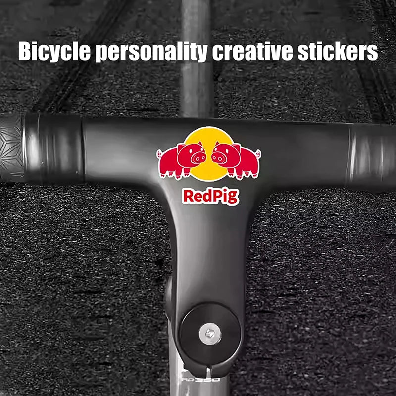 Bike Head Tube Funny Stickers Red Pig Decorative Decals Handlebar Qme