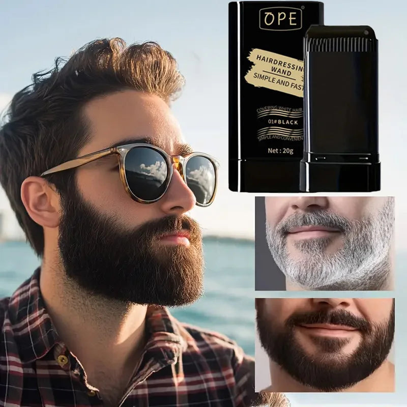 2-in-1 Beard Filler Powder Styling Brush Temporary Washable Dye Qme