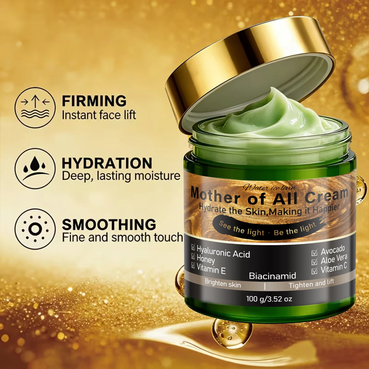 Hydrating Firming Brightening Face Cream Infused Honey Avocado Aloe Vera VC VE Niacinamide Daily Skin Lotion Qme