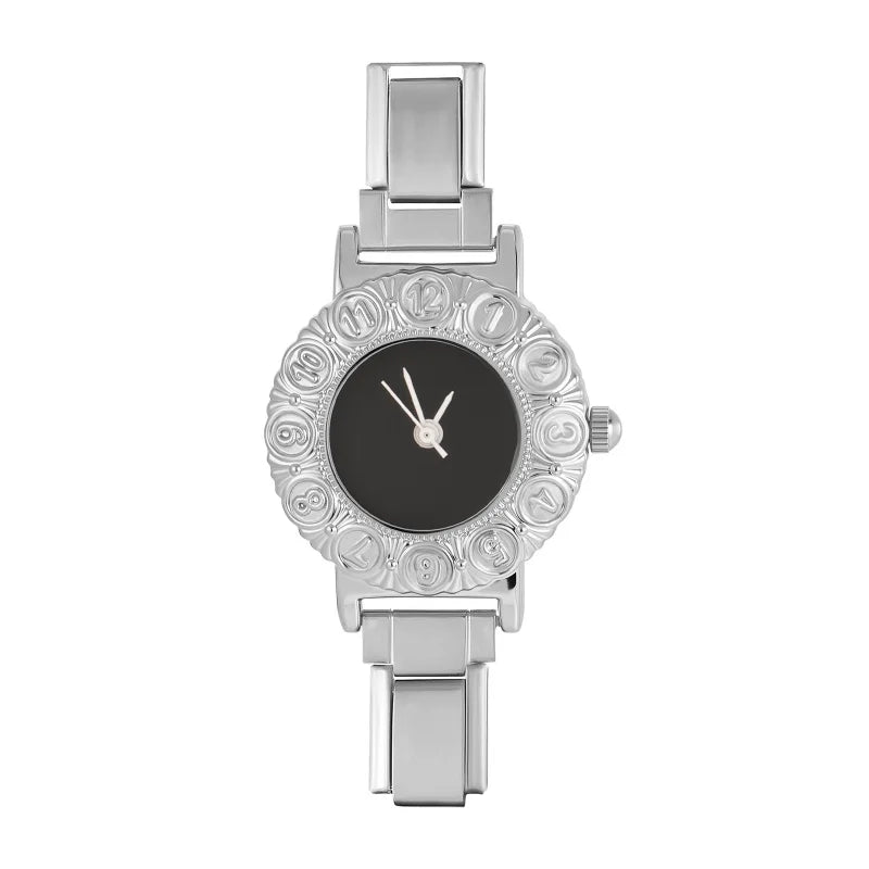 Fashion Men Women's Stainless Steel Oval Round Shiny CZ Zircon Watch
