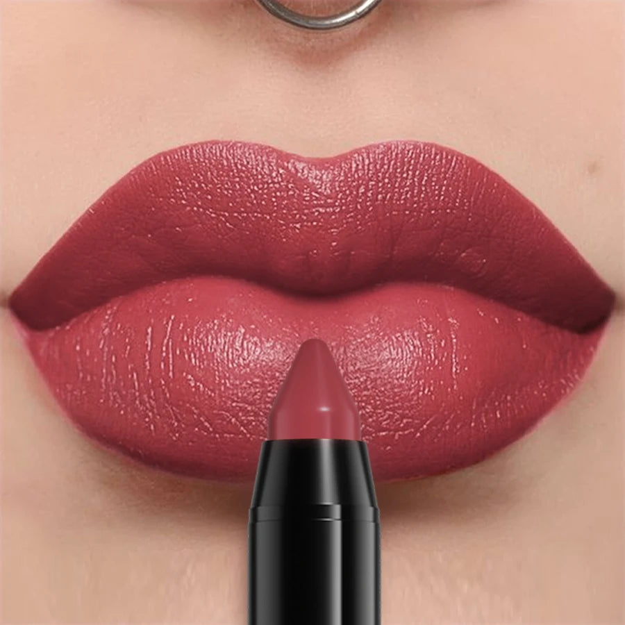 16 Nude Brown Lipliner Pen Waterproof Lipstick Sexy Red Matte Contour Qme