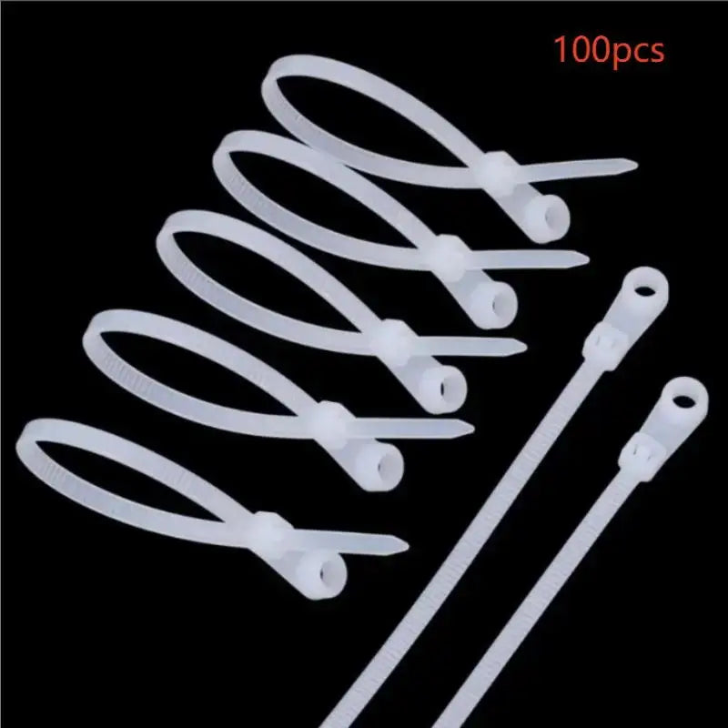 Self-locking Cord Ties Straps Fastening Loop Office Organizer Screw Qme White