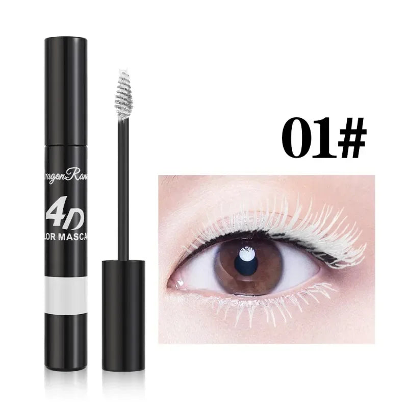 Colored Mascara Makeup 4D Silky Natural Long Eyelashes Mascara Waterproof Long-lasting Extension Thick Lasting Curling Mascara Qme 01 white