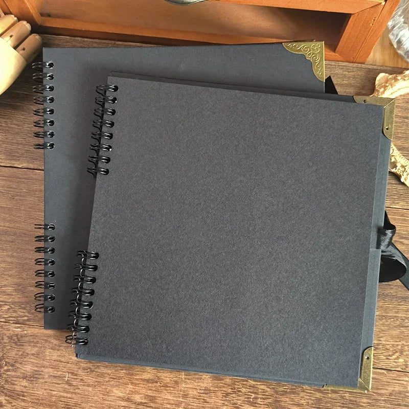 30Sheets/book DIY Handbook Photo Album Bow Ribbon Double Coil Scrapbook Decoration Manual Notebook Qme Black Other