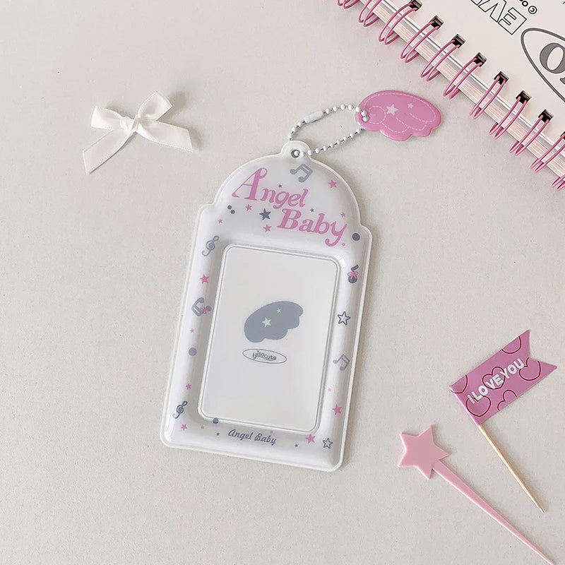 Sweet Angel Wings Card Cover Display Pendant Photocard Holder Small Qme White