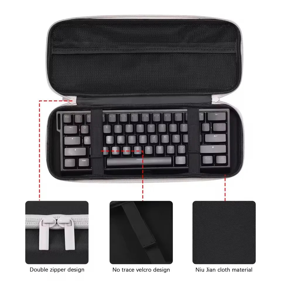 Chosfox Protable Keyboard Storage Bag Large Capacity Mechanical Keyboard Bag 60/61/64 Thickened Fabric Waterproof Protect Bag Qme