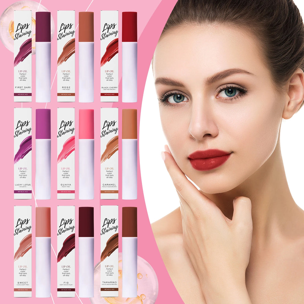 Lips Staining Mirror Lip Oil Gloss Long-Lasting Moisturizing Waterproof Non-stick Cup Makeup Lip Cosmetics Sexy Lips Plumper Qme