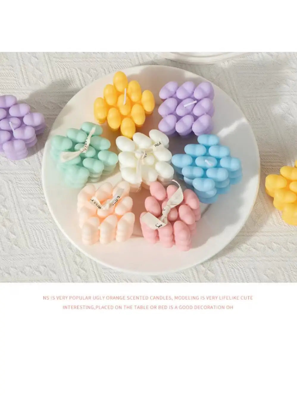 Romantic Heart Cube Fragrance Candle Lovely Bubble Aroma Room Qme
