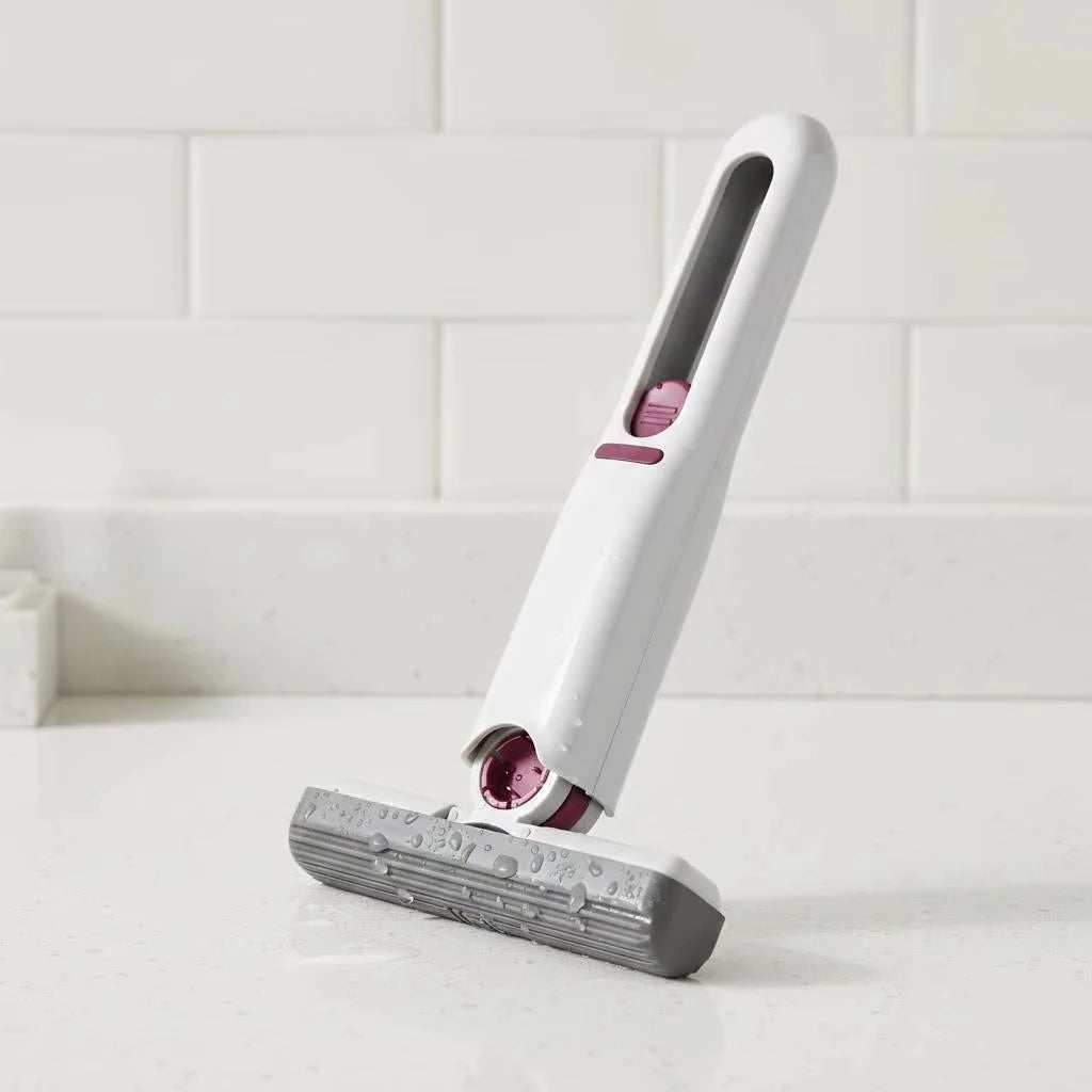 Portable Mini Mop No Hand Wash Lazy Sponge Mop for Home Desktop Glass and Toilet Slit Cleaning Tool Qme