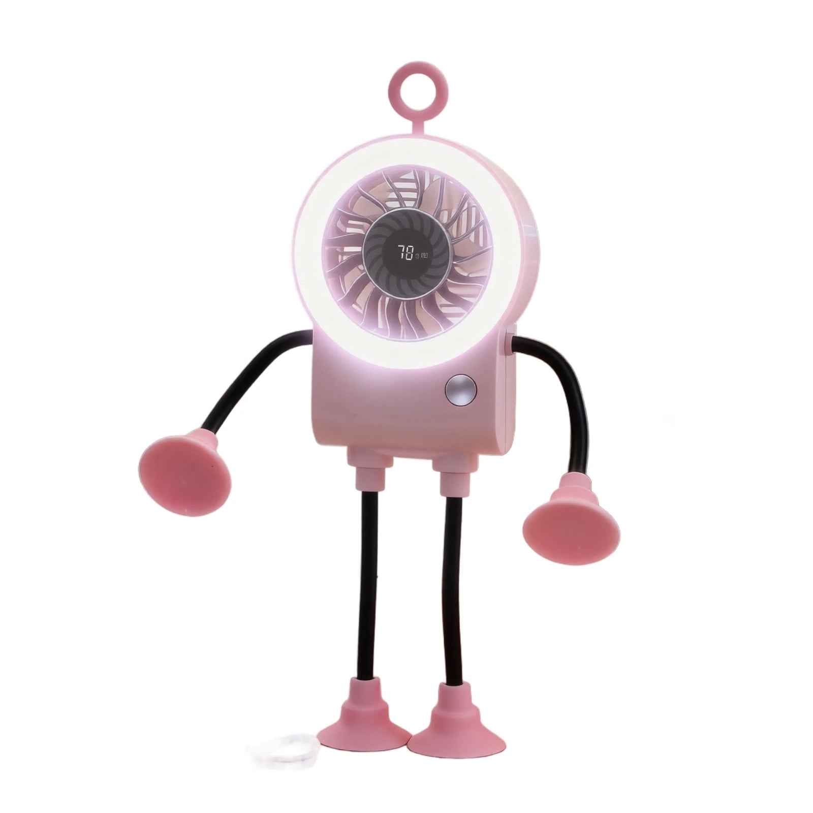 Mini Lovely Electric Fans Foldable Design Protable Outdoor and Office Fans with Suction Cup and Digital Display Summer Essential Qme Pink One Size
