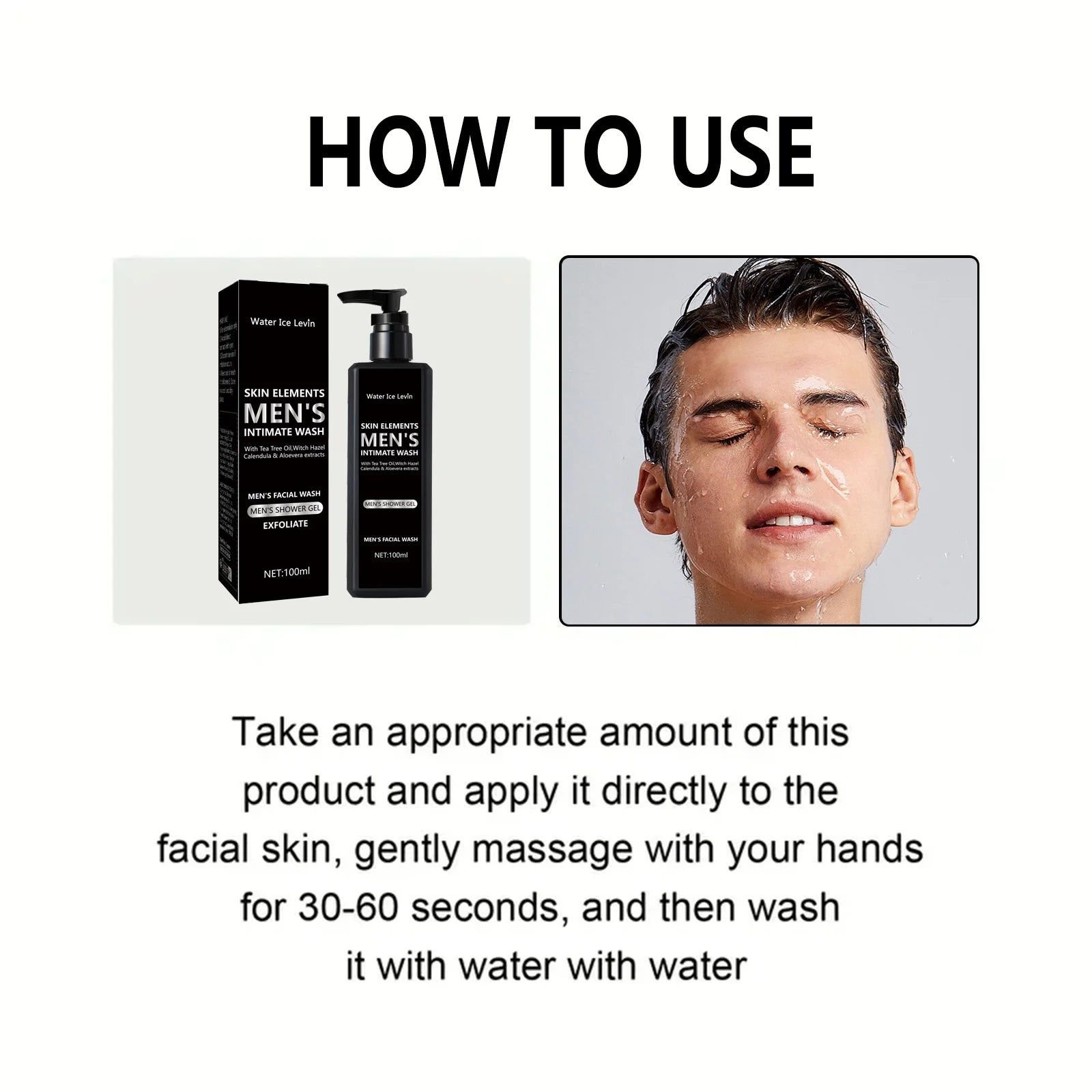 100ML men's facial cleanser for daily cleansing and bathing, suitable for oily skin, soothing, purifying and cleaning Qme