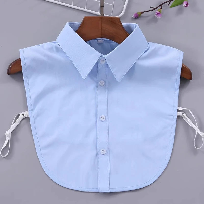 Unisex Fake Collar Half Shirt Business Formal False Comfortable Men Qme Blue