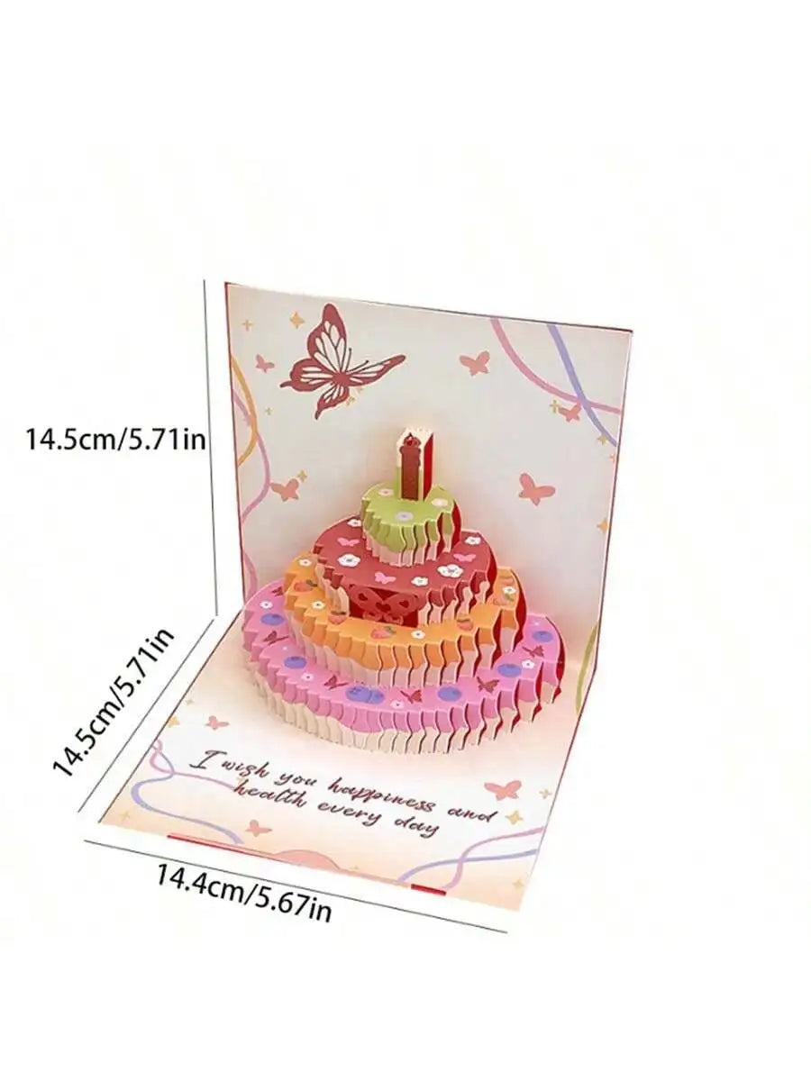 3D Pop Up Birthday Cards Butterfly Cake Design Greeting Laser Cut Qme